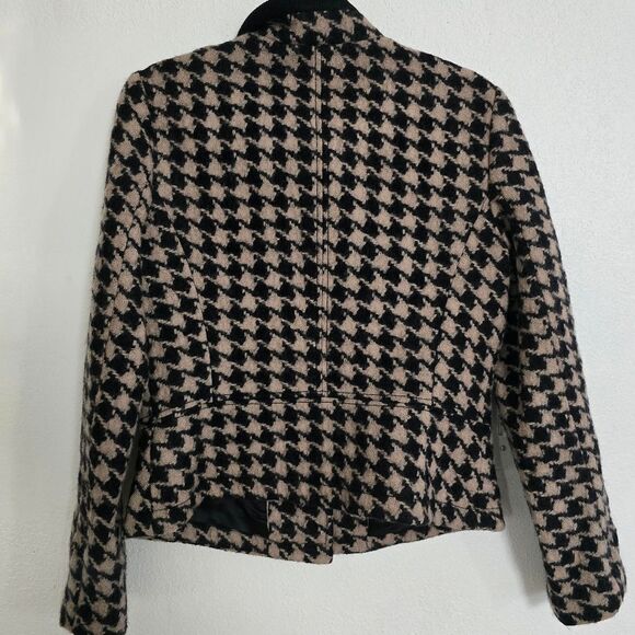 Banana Republic Houndstooth Wool Jacket Size Medium In Cream And Black - Picture 10 of 11